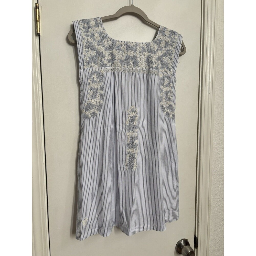 J Marie Dress Womens Small Boho Embroidered Sleeveless Boho Pockets Cotton Blend